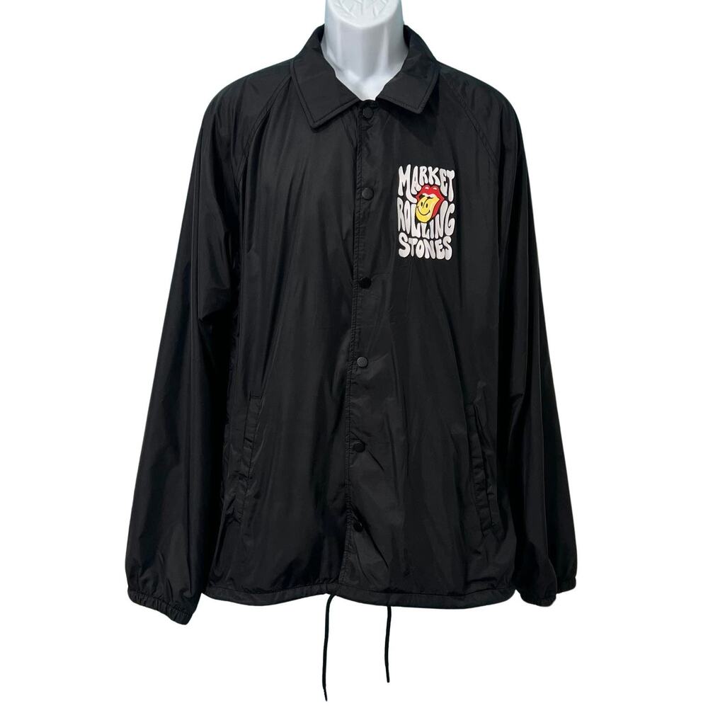 Rolling Stones x Smiley Market Black Lips Windbreaker Jacket size 2X NEW Tags - Picture 3 of 16